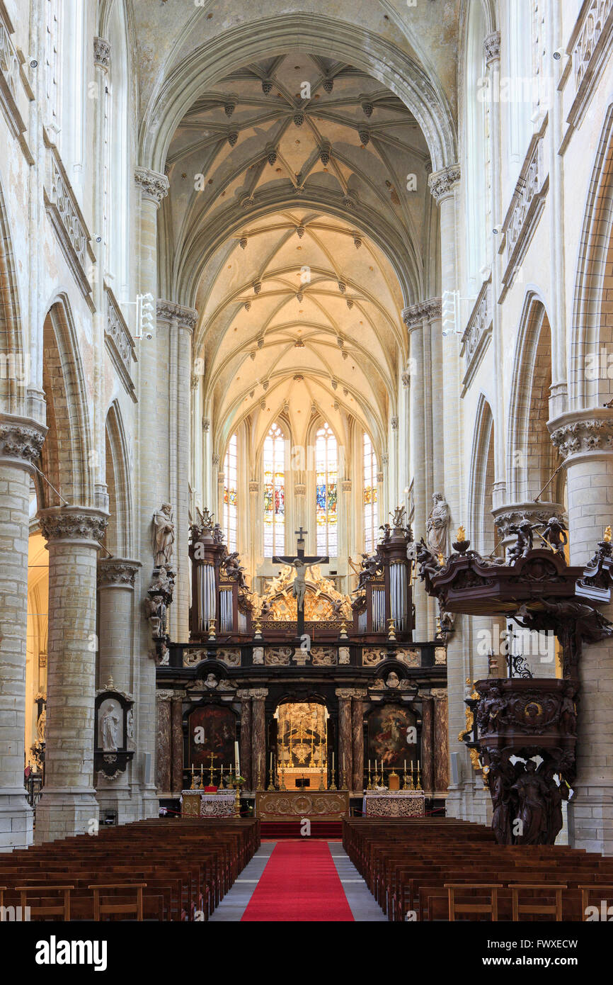 Der Hauptaltar der St. Jakobskirche (1431-1656) in Antwerpen, Belgien Stockfoto