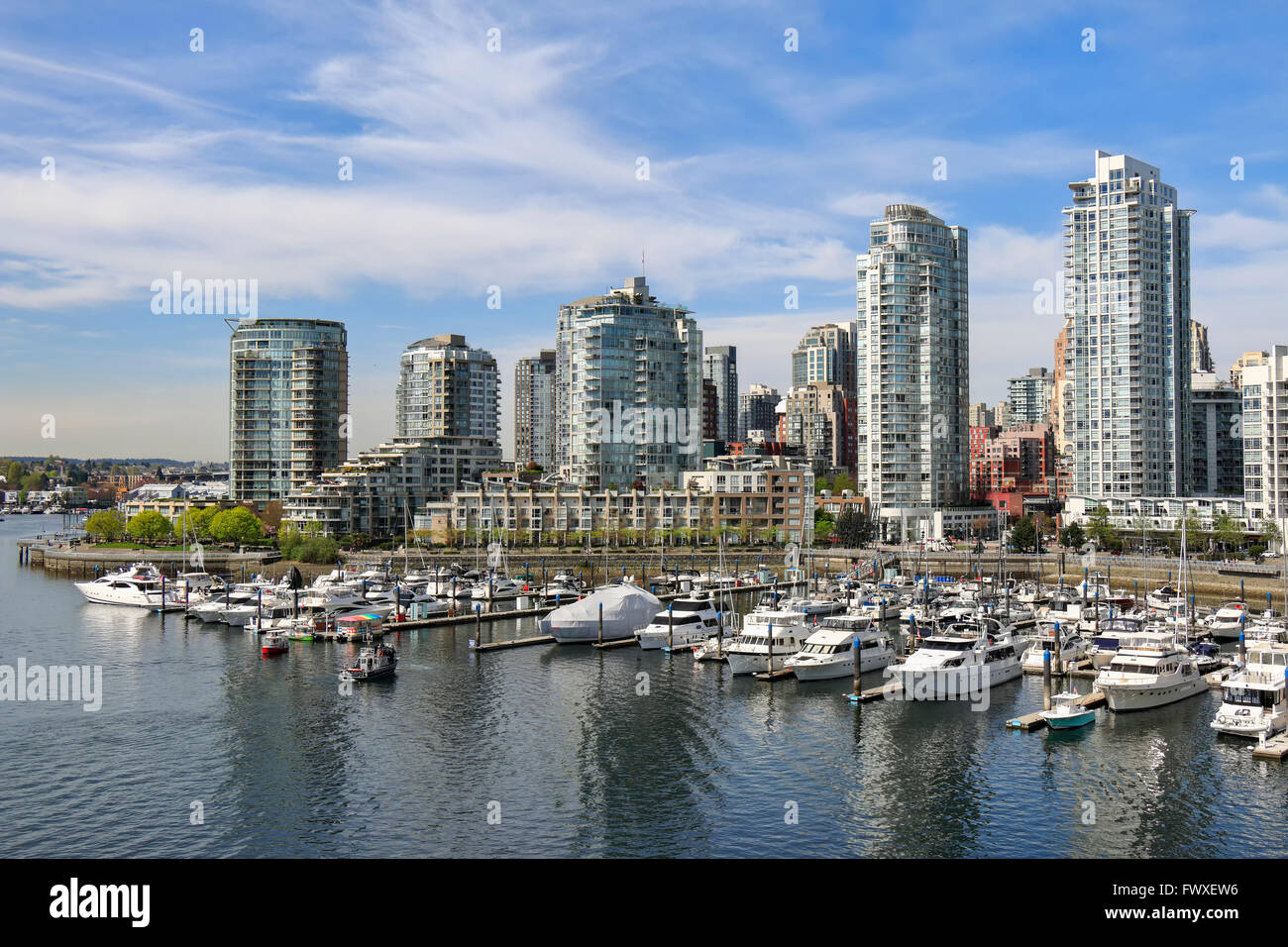 Blick auf Downtown Vancouver von False Creek. British Columbia Kanada Stockfoto