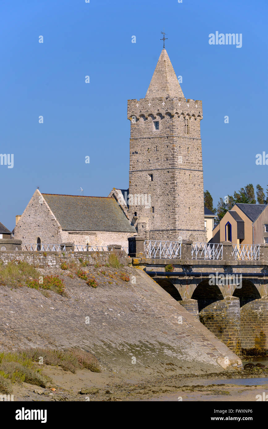 Kirche von Port-Bail in Frankreich Stockfoto