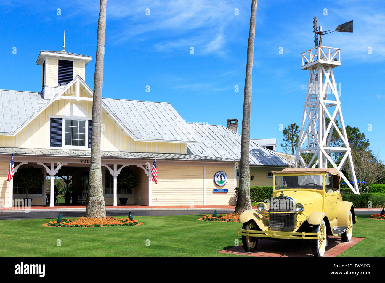 Vor dem Eingang zur Celebration Golf Club, Feier, Florida, Amerika Stockfoto