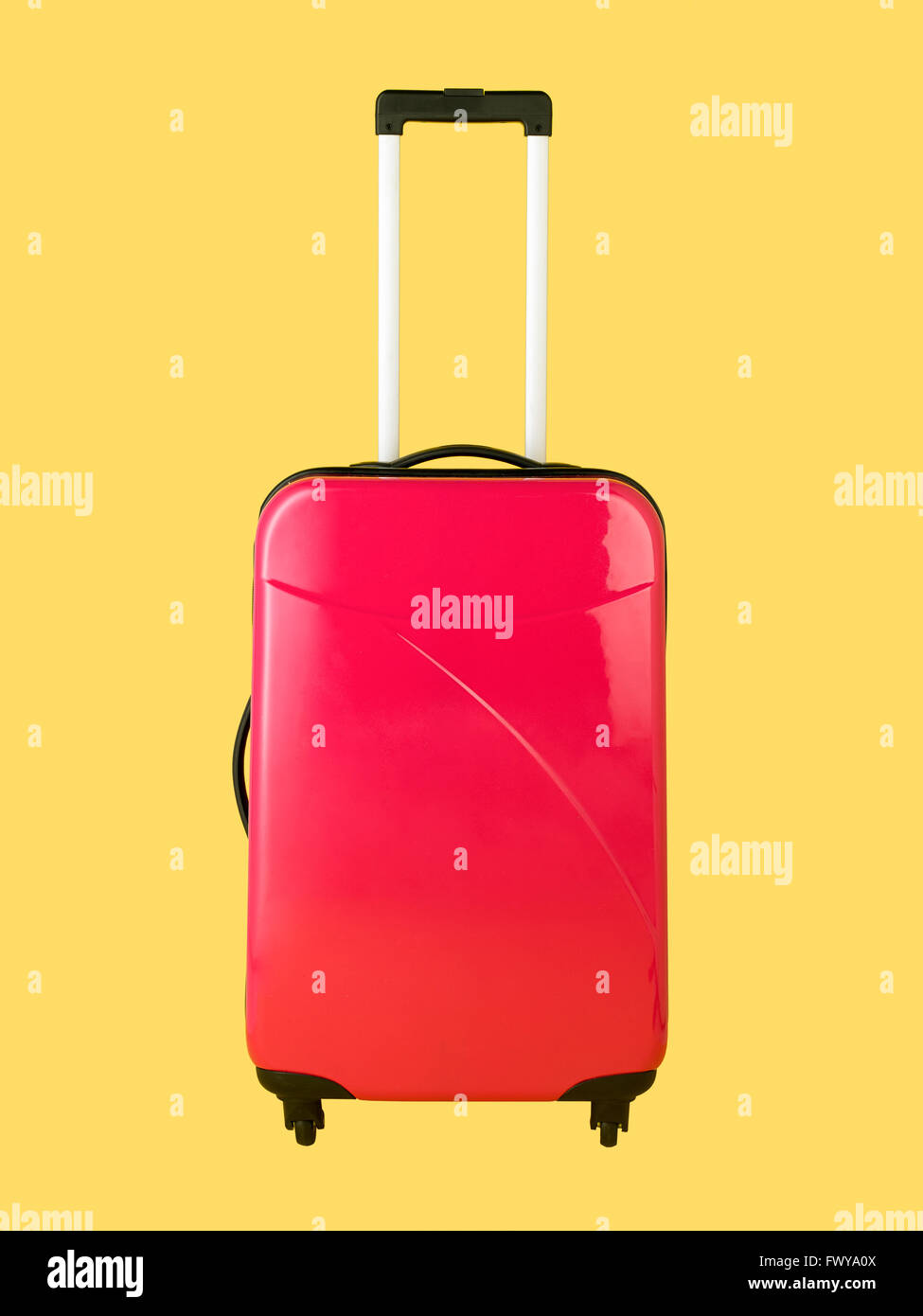 Roten Koffer mit Rädern Stockfoto