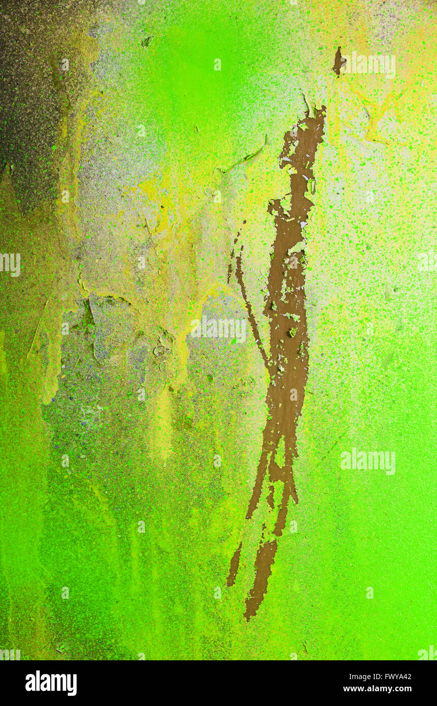 Abstrakte gelb grün hinterlegt Oberfläche gespritzt Farbe. Stockfoto