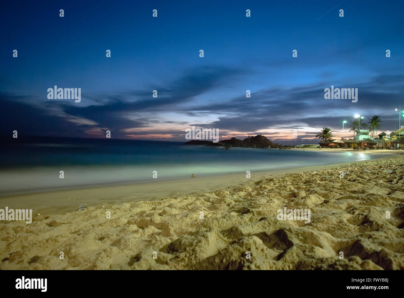 Farol da Barra Beach bei Sonnenuntergang, Salvador, Bahia, Brasilien Stockfoto