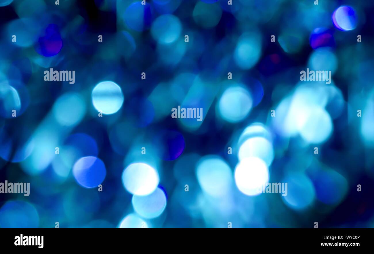 Blauer Kreis Weihnachtsbeleuchtung als Hintergrund verschwimmen. Stockfoto