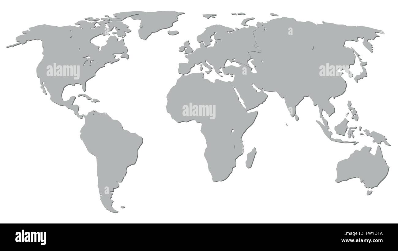 Illustration Grafik Vektor-Weltkarte grau für verschiedene Zwecke Stock Vektor