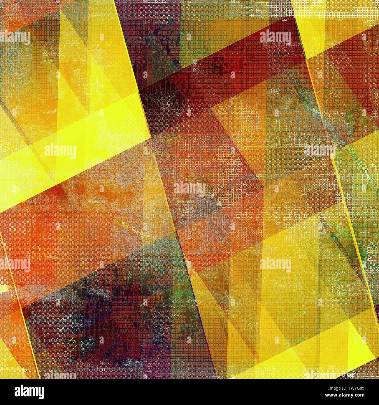 Geometrische Kunst Vintage-Hintergrund mit verschiedenen Farbmustern: gelb (Beige); Braun; Grün; rot (Orange); Purple (violett) Stockfoto