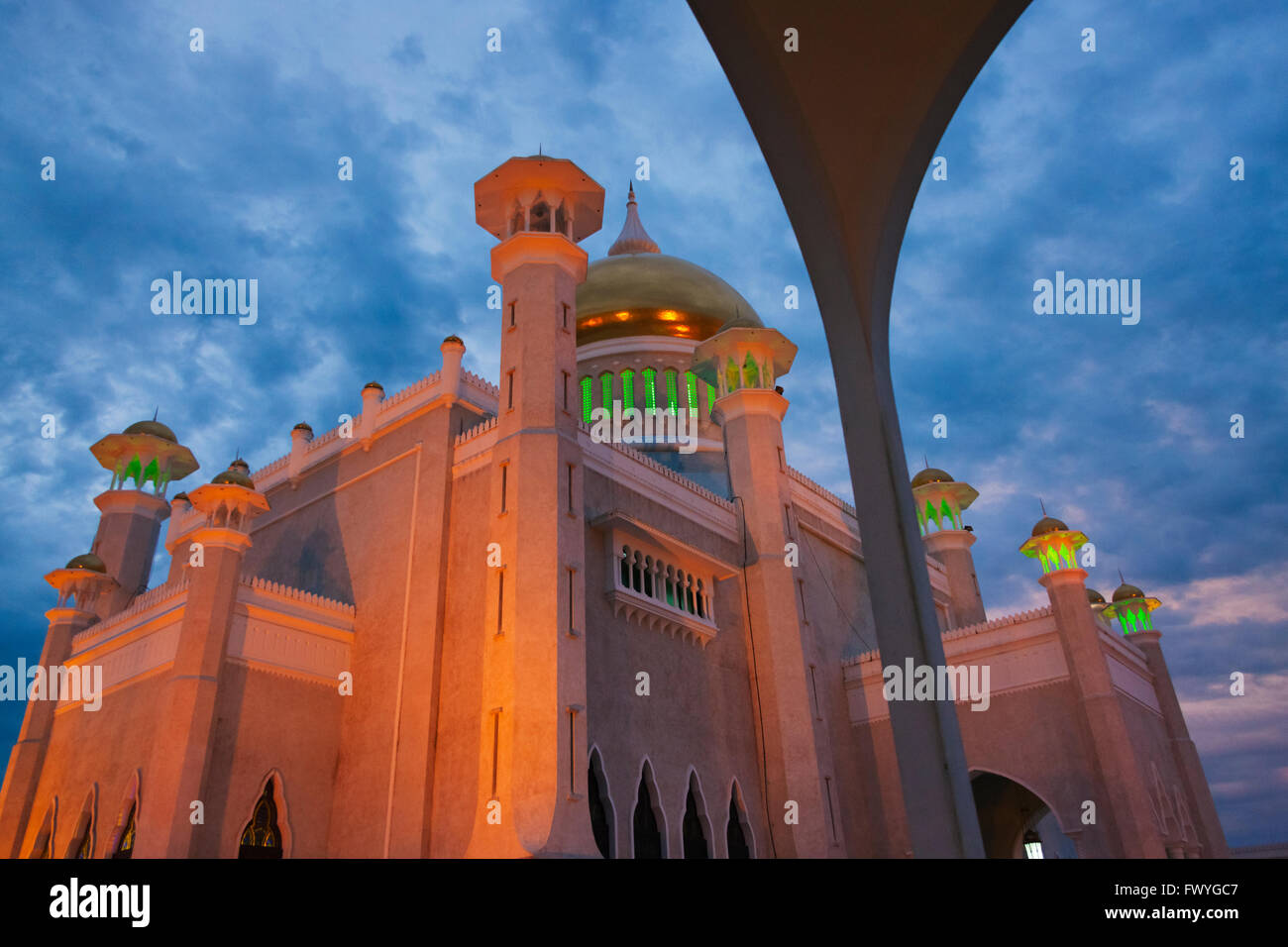 Sultan Omar Ali Saifuddin Moschee, Bandar Seri Begawan, Brunei Stockfoto