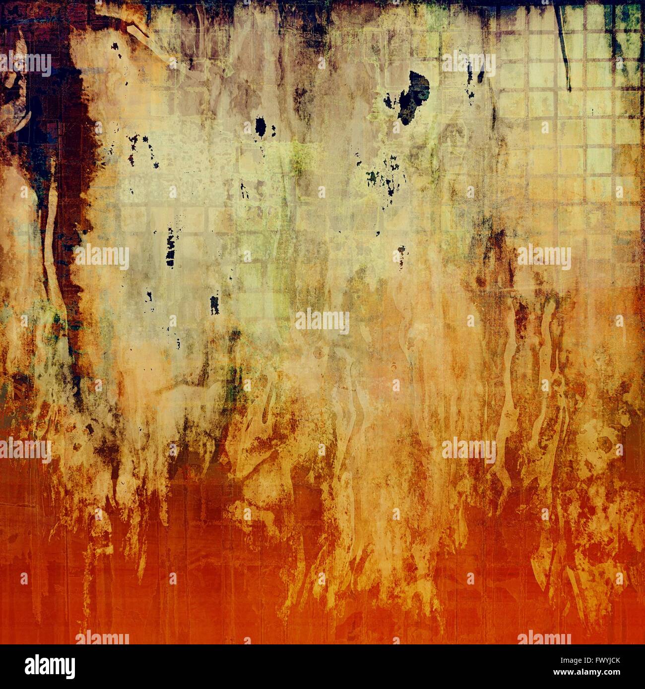 Kunst abstrakte Grunge grafischen Hintergrund. Mit verschiedenen Farbmustern: gelb (Beige); Braun; rot (Orange); Schwarz Stockfoto