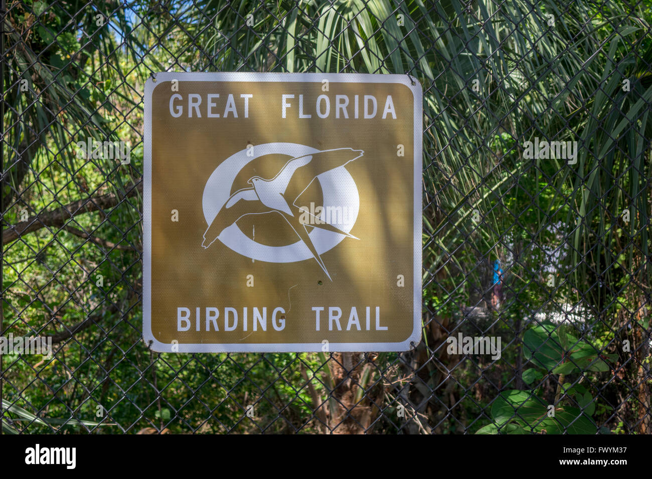Ein Zeichen markieren große Florida Vogelbeobachtung und Wildlife Trail 2.000 Meilen und mehr als 500 Standorten der geschützten Lebensraum Stockfoto