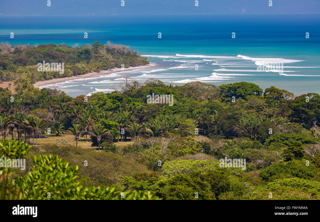 Die Halbinsel OSA, COSTA RICA - Wellen und Brandung des Pazifik, Sombrero Beach im Golfo Dulce. Stockfoto