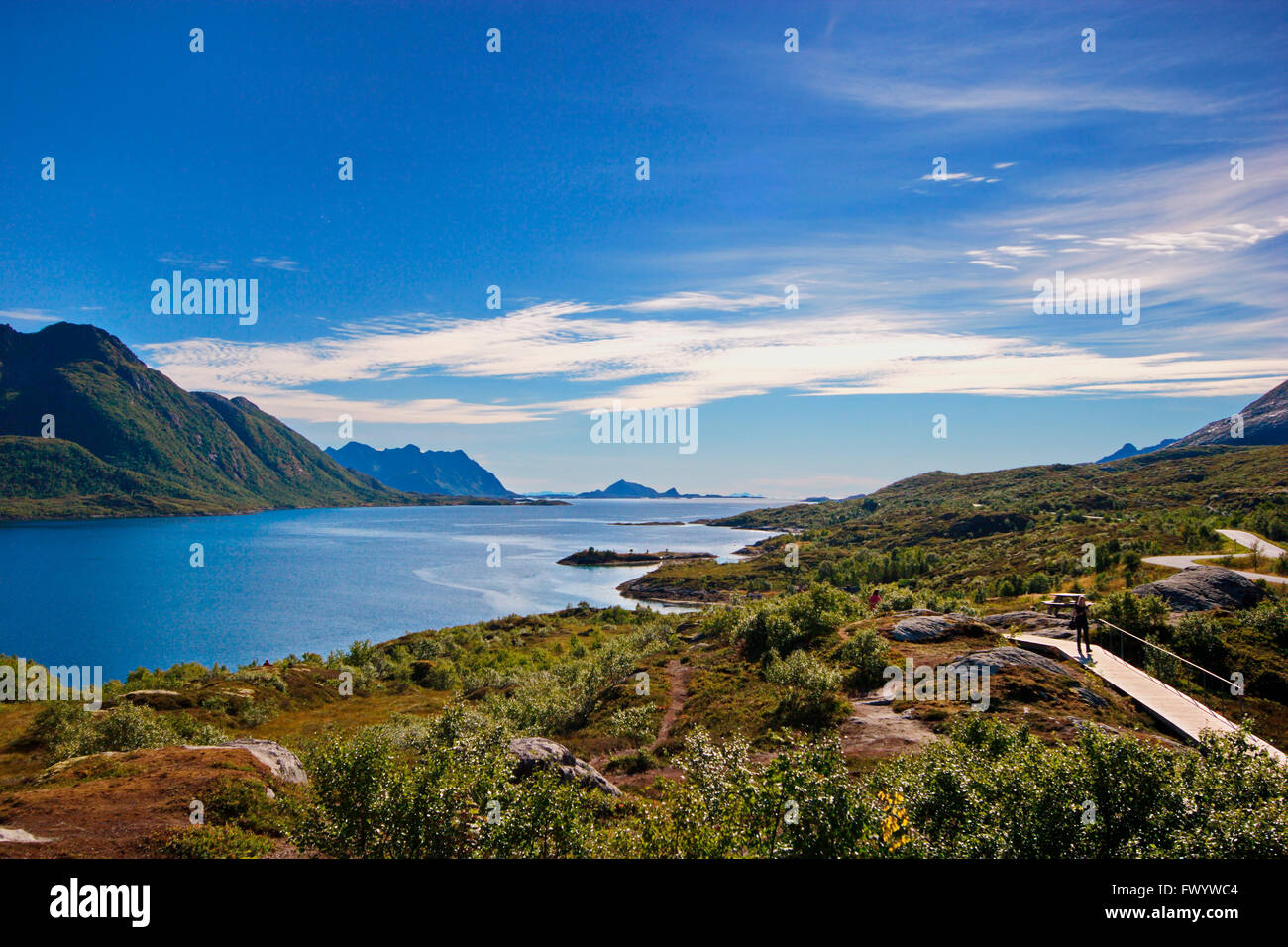 Austnesfjorden auf den Lofoten im Norden Norwegens. Stockfoto