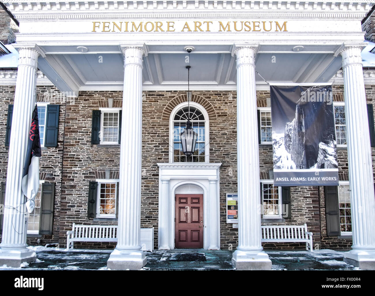 Cooperstown, New York, USA. 5. April 2016. Eingang im Fenimore Kunstmuseum in Cooperstown, New York während einer Ausstellung des Stockfoto
