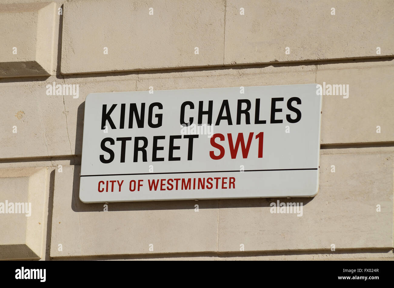 King Charles Street, Westminster, London, UK street sign Stockfoto