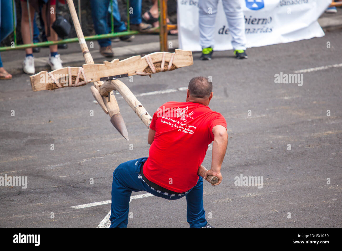 Öffentliche Ausstellung der Kanarischen Pflug Aufhebung Stockfoto