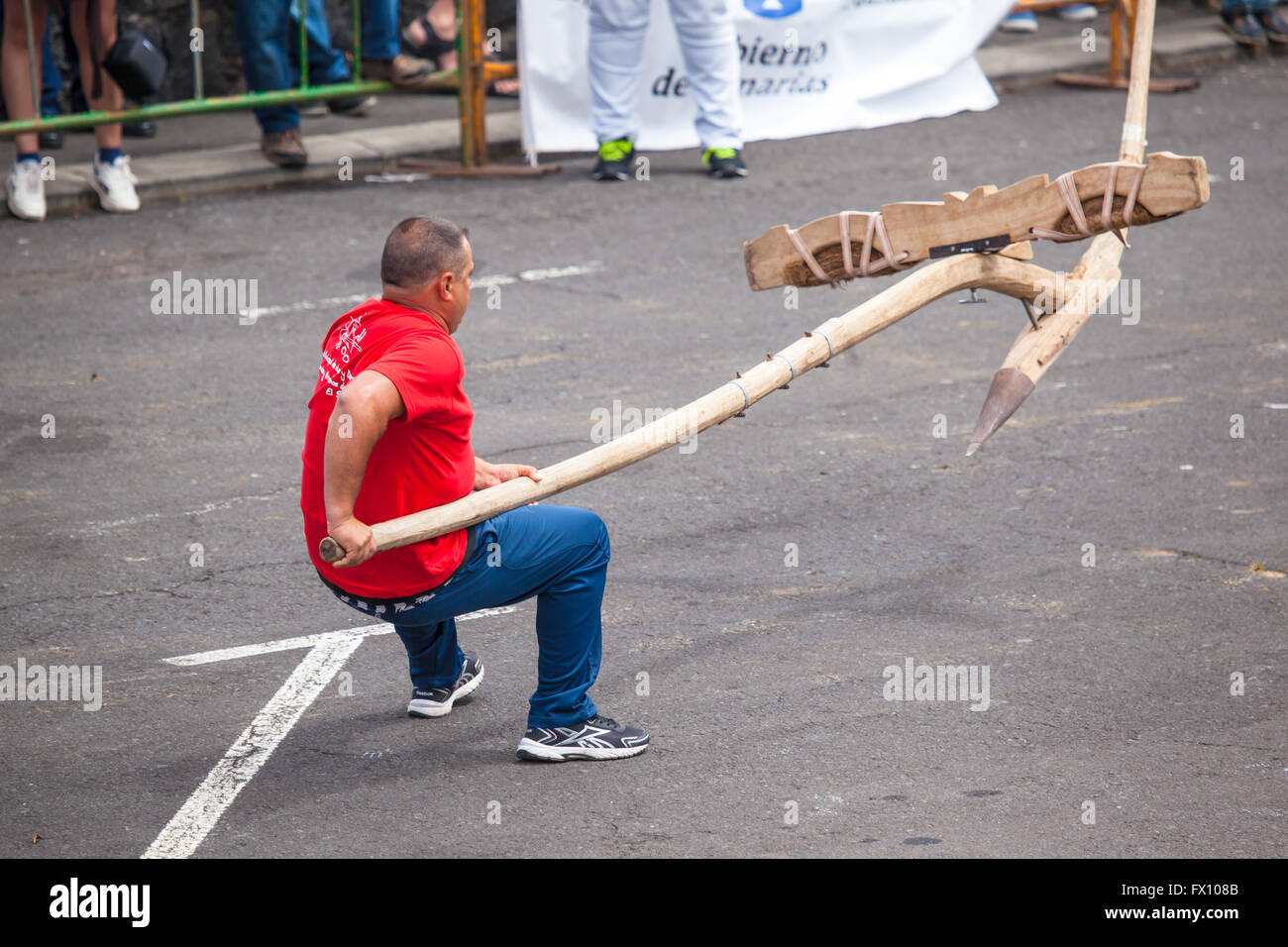 Öffentliche Ausstellung der Kanarischen Pflug Aufhebung Stockfoto