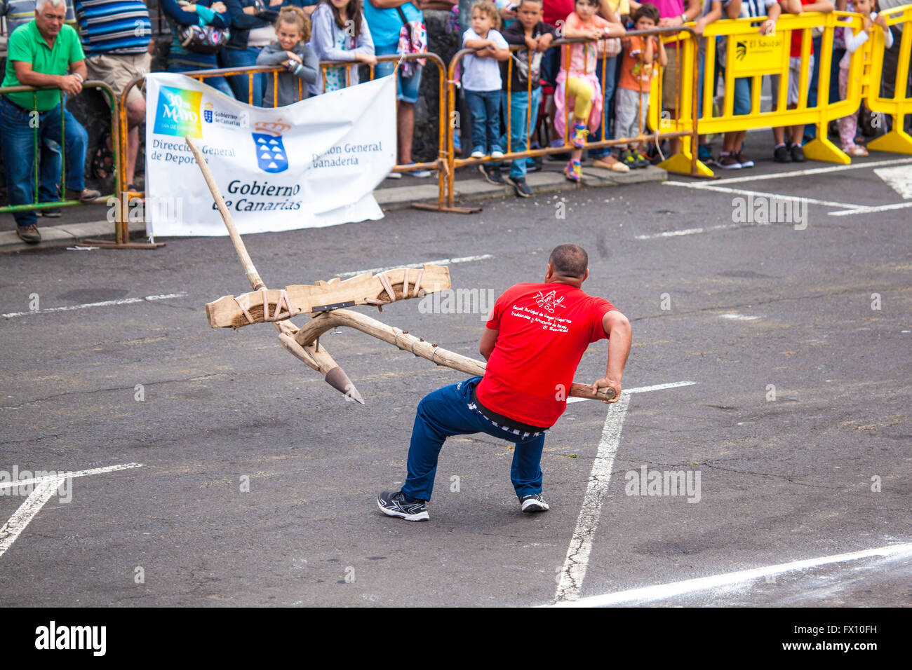 Öffentliche Ausstellung der Kanarischen Pflug Aufhebung Stockfoto