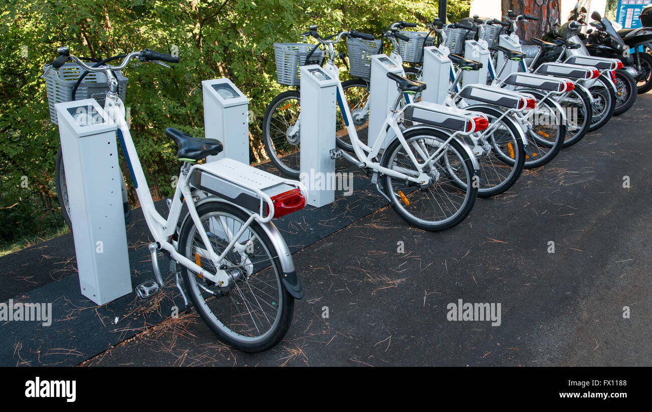 Fahrrad-Vermietung-Service-Abonnement als Alternative zur Mobilität Stockfoto