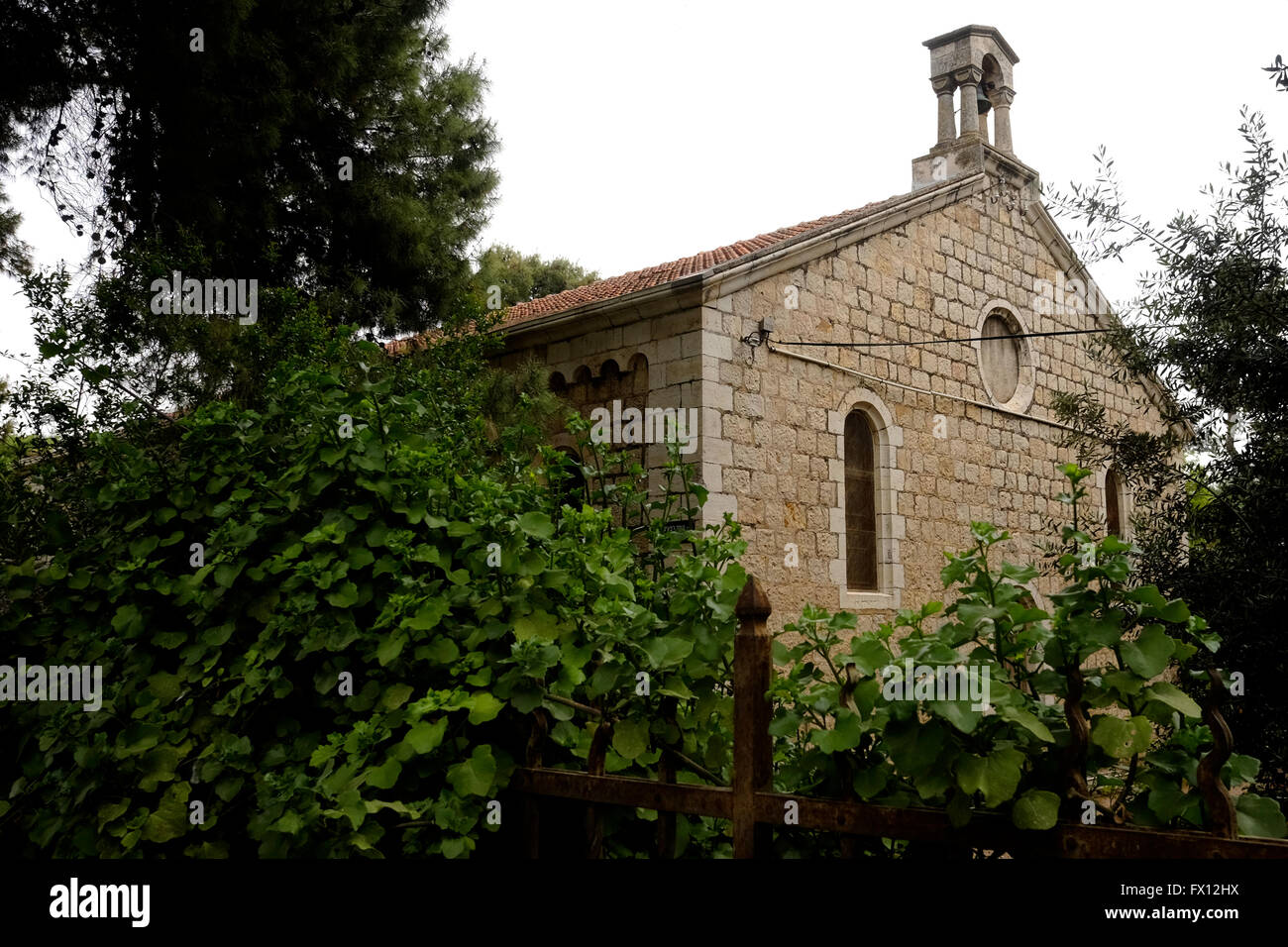 Äußere der Armenischen Kirche des Heiligen Grigor den Strahler in der deutschen Kolonie oder HaMoshava Nachbarschaft in Jerusalem Israel Stockfoto
