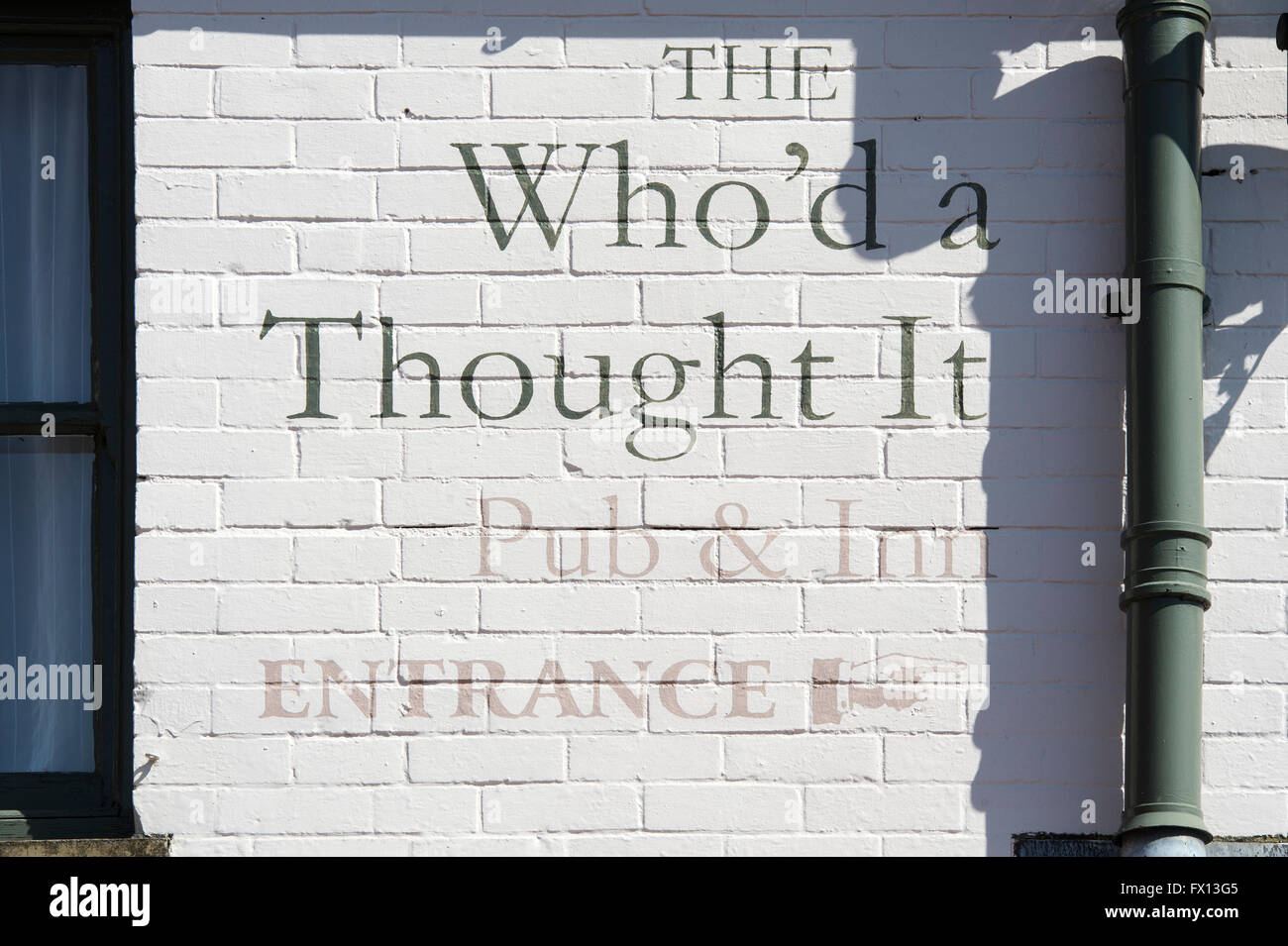 Die Who'd A Thought It Inn Zeichen. Glastonbury, Somerset, England Stockfoto
