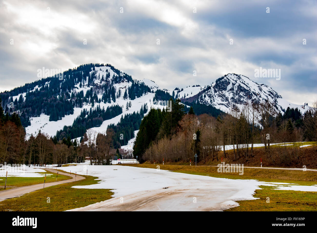 Winterlandschaft in Bayern Stockfoto