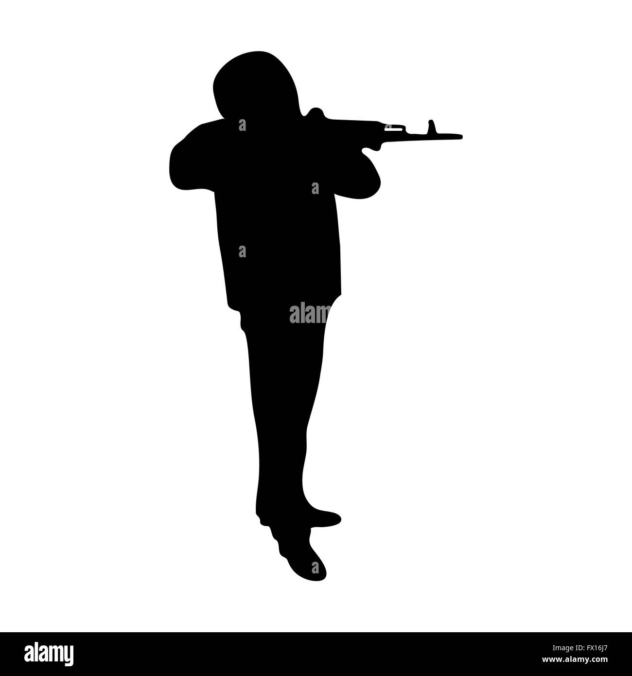 Silhouette eines Mannes mit einer Pistole Stock Vektor