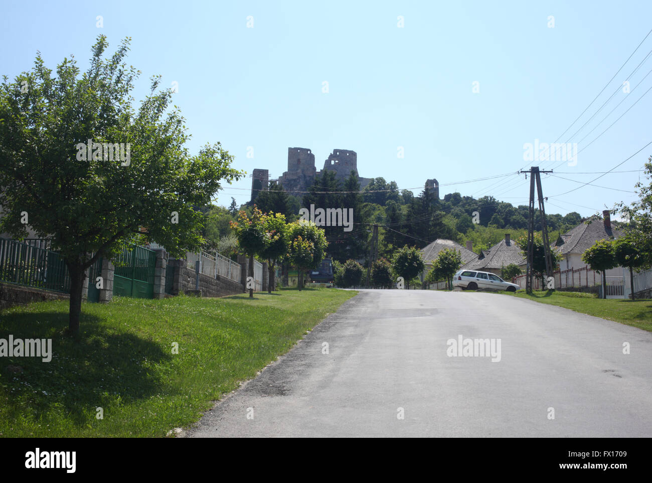 Ansichten von Csesznek Dorf in Ungarn Stockfoto