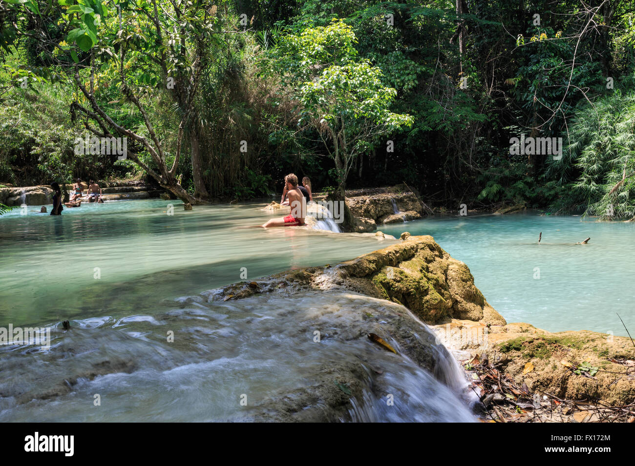 Schwimmen in Luang Prabang Kansai verliebt sich in Laos Stockfoto