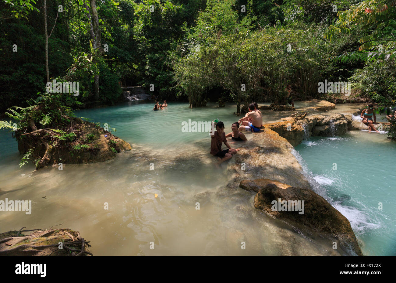 Schwimmen in Luang Prabang Kansai verliebt sich in Laos Stockfoto