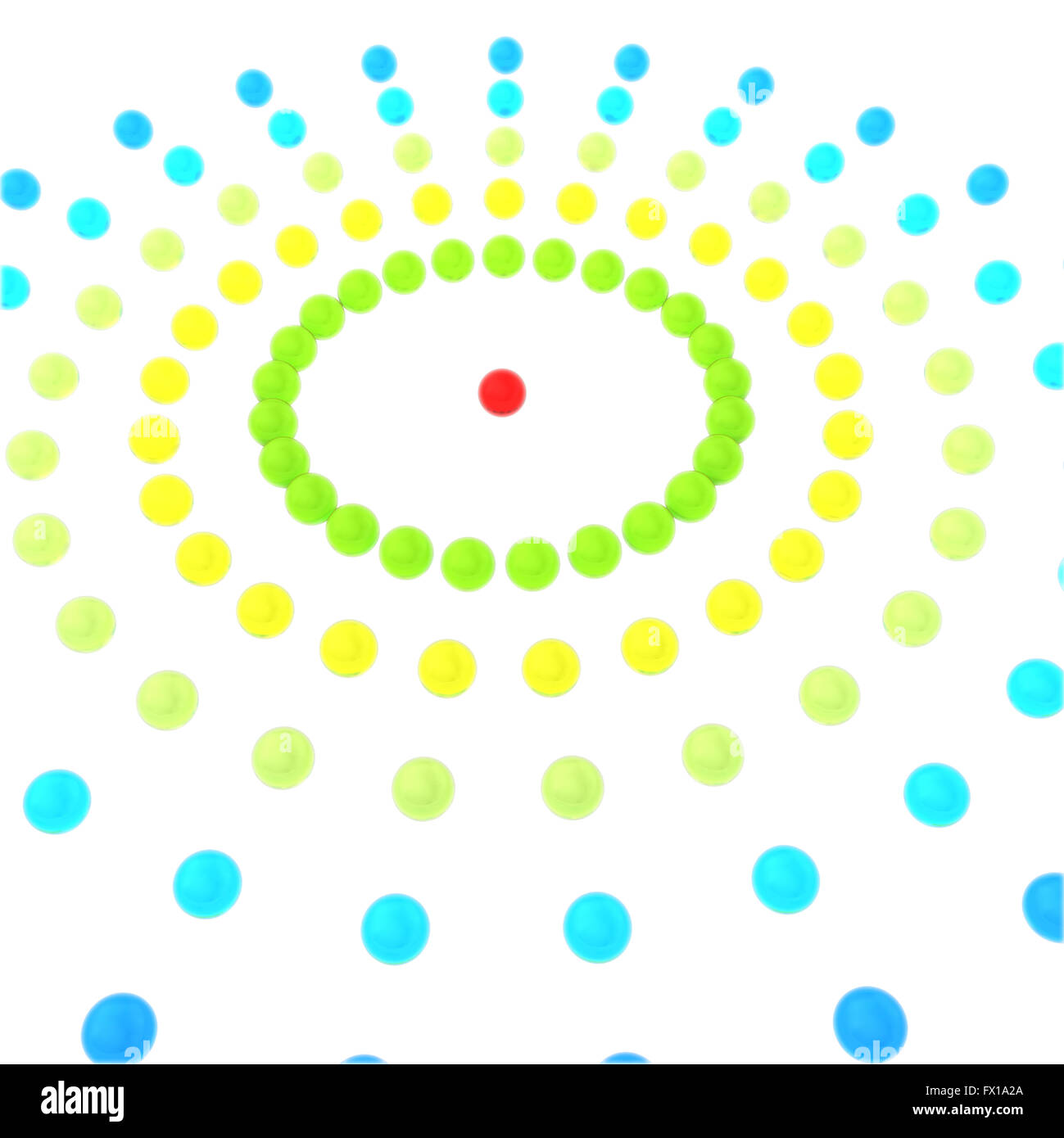 Das abstrakte Konzept Netzwerk von Glasperlen auf weißem Hintergrund Stockfoto
