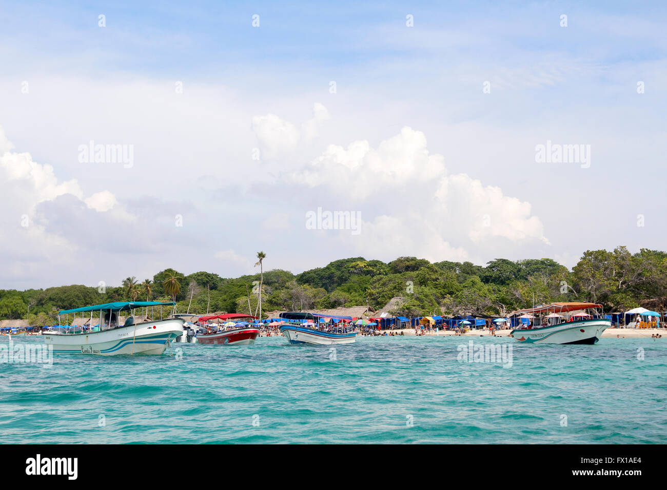 Ausflugsboote für Touristen. Cartagena, Kolumbien Stockfoto