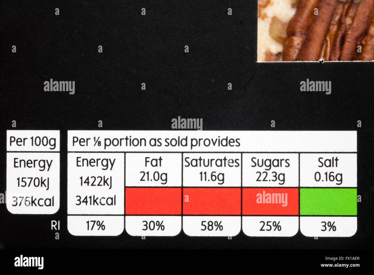 Ampelsystem farbkodierten Anzeige Leitlinie tägliche Menge Informationen über Pack Dessert Stockfoto