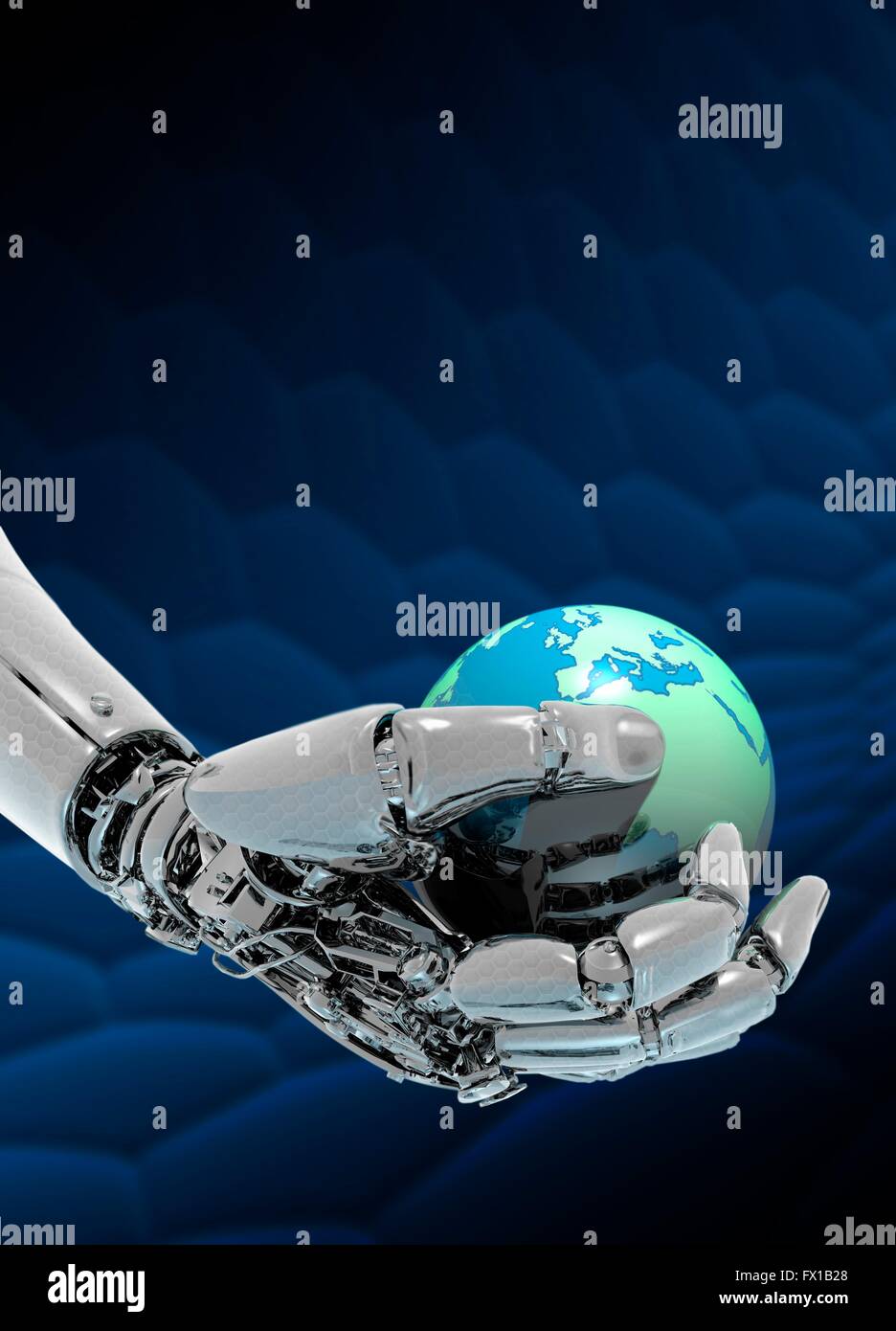 Robotic hand holding earth -Fotos und -Bildmaterial in hoher Auflösung ...