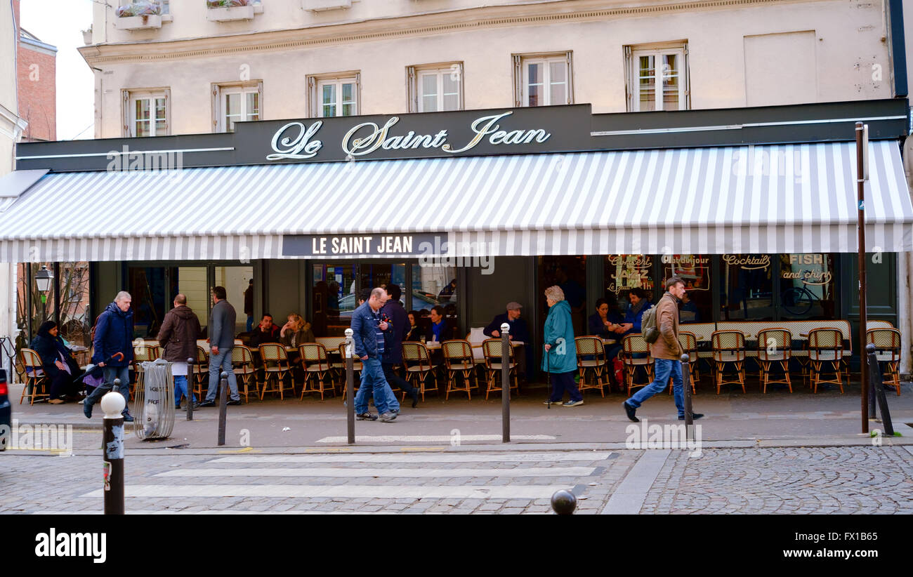 Le Saint Jean bar Cafe Montmartre Paris Stockfoto