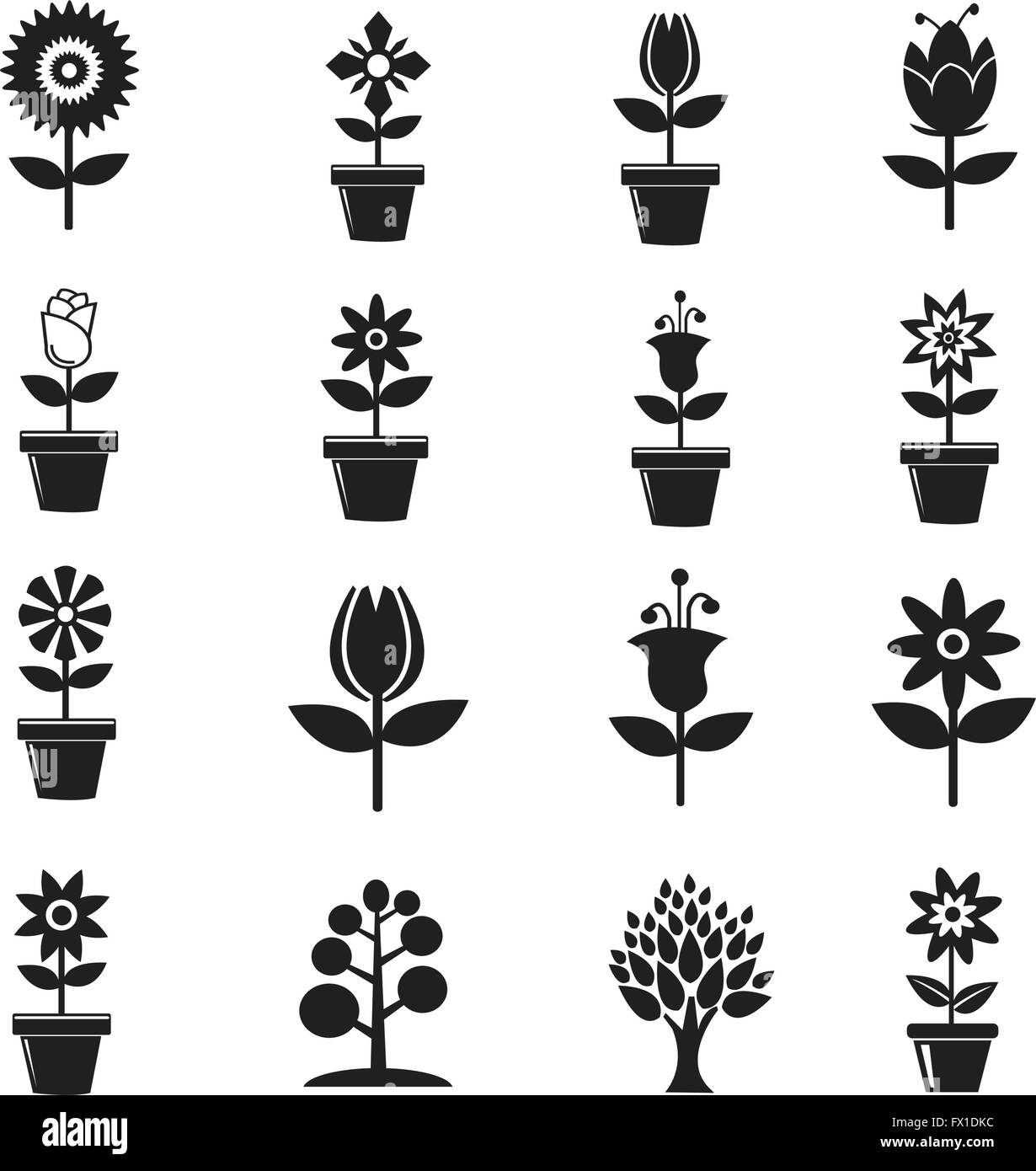 Blume Icon Set für website Stock Vektor