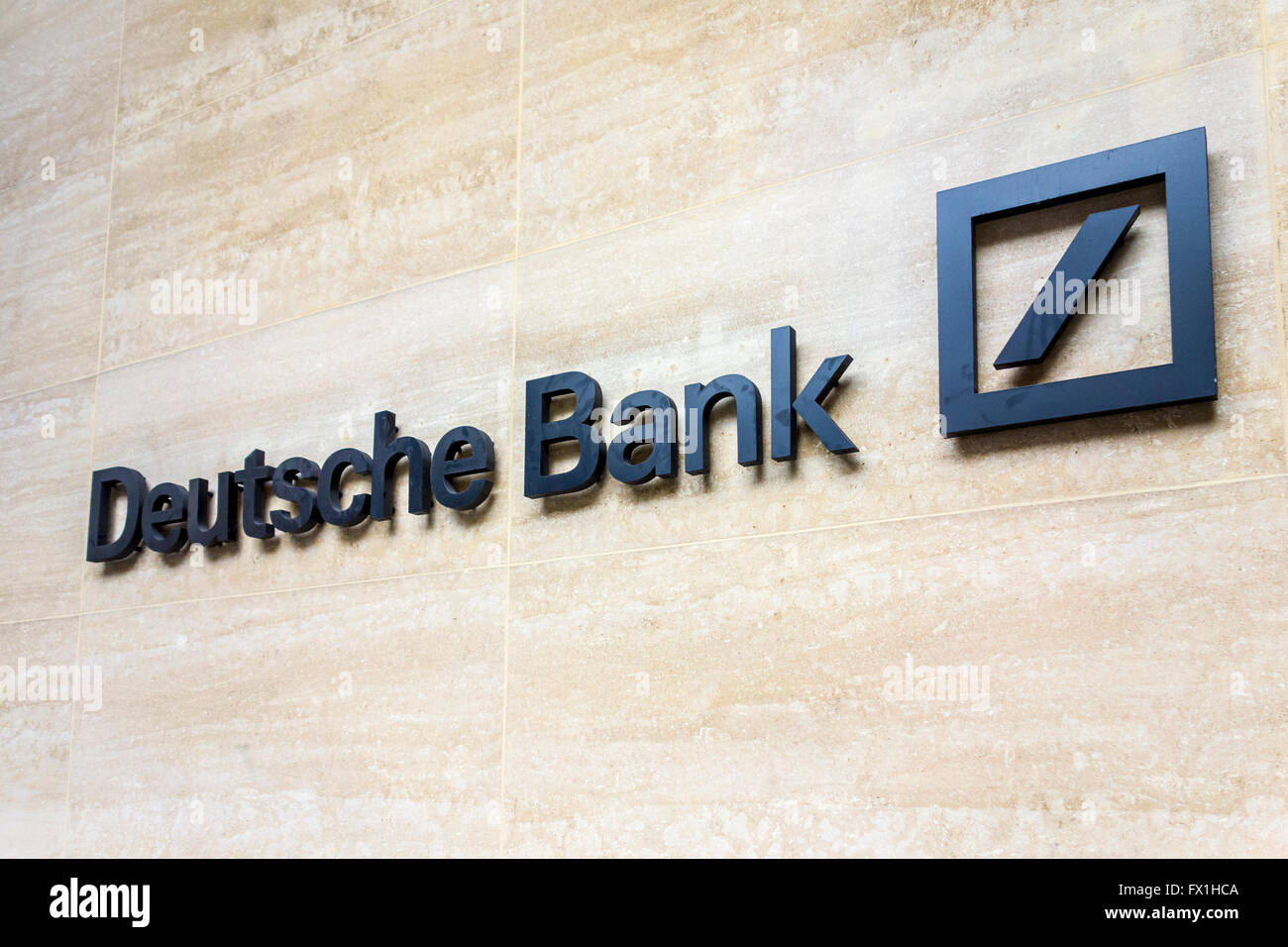 Deutsche Bank Zeichen, London, UK Stockfoto