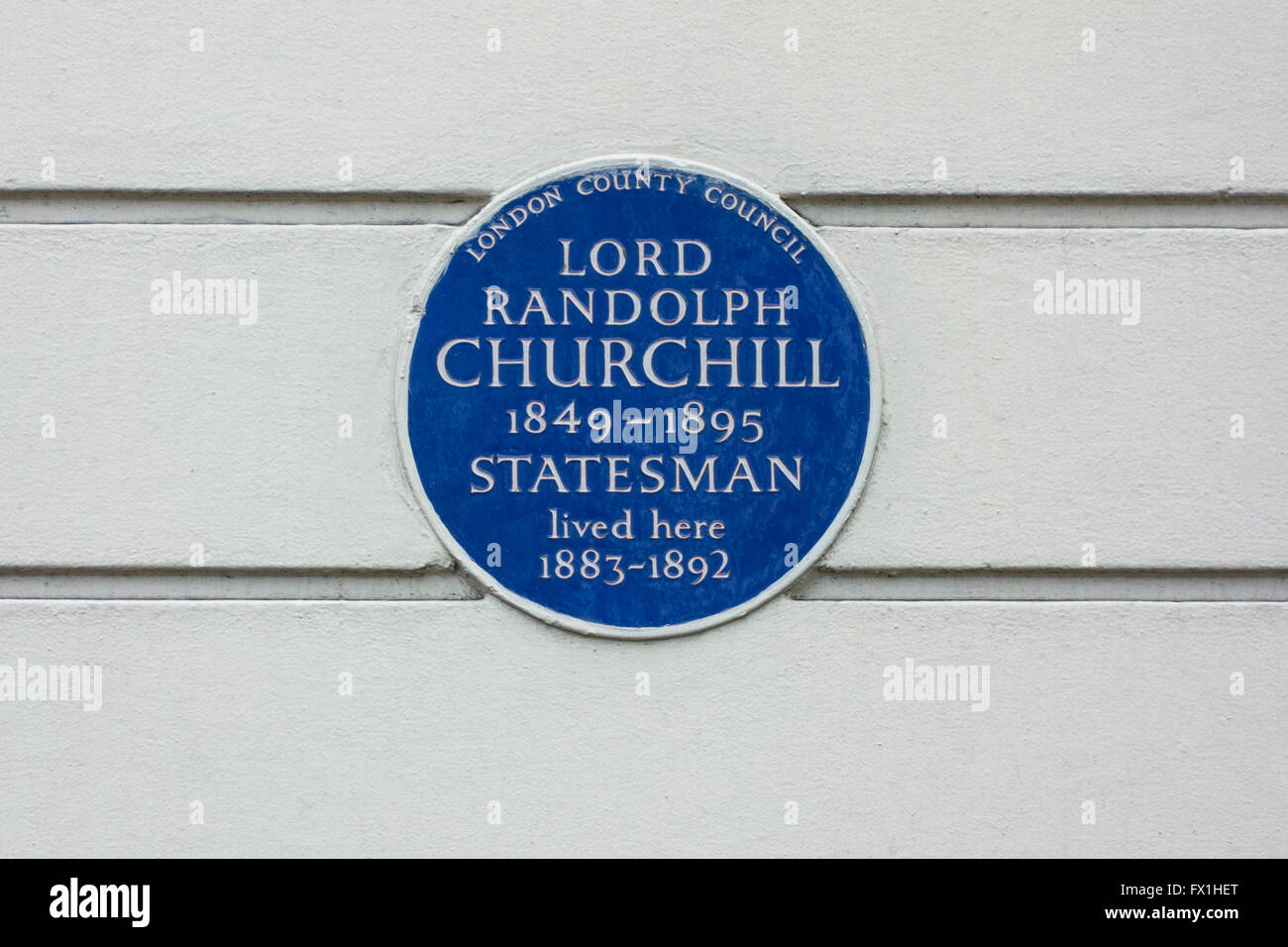 Blaue Plakette für Lord Randolph Churchill. London, UK Stockfoto