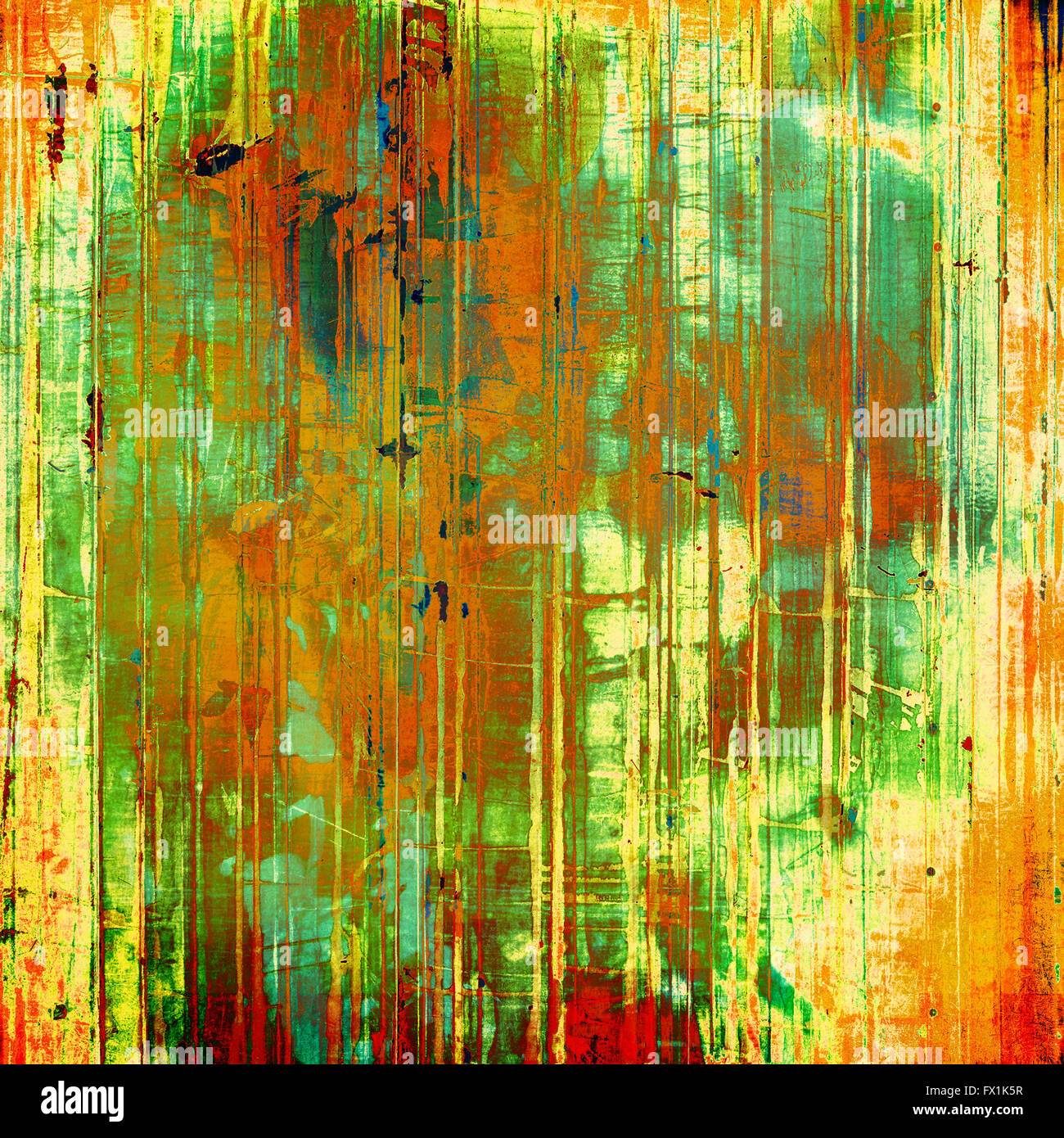 Abstract Grunge Hintergrund mit Retro-Design-Elemente und verschiedene Farbmuster: Orange; gelb; Braun; Grün Stockfoto