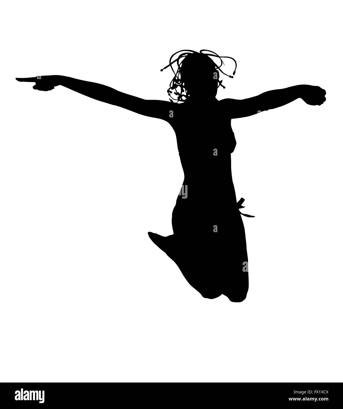 Frau springen Hintergrundbeleuchtung Stockfoto