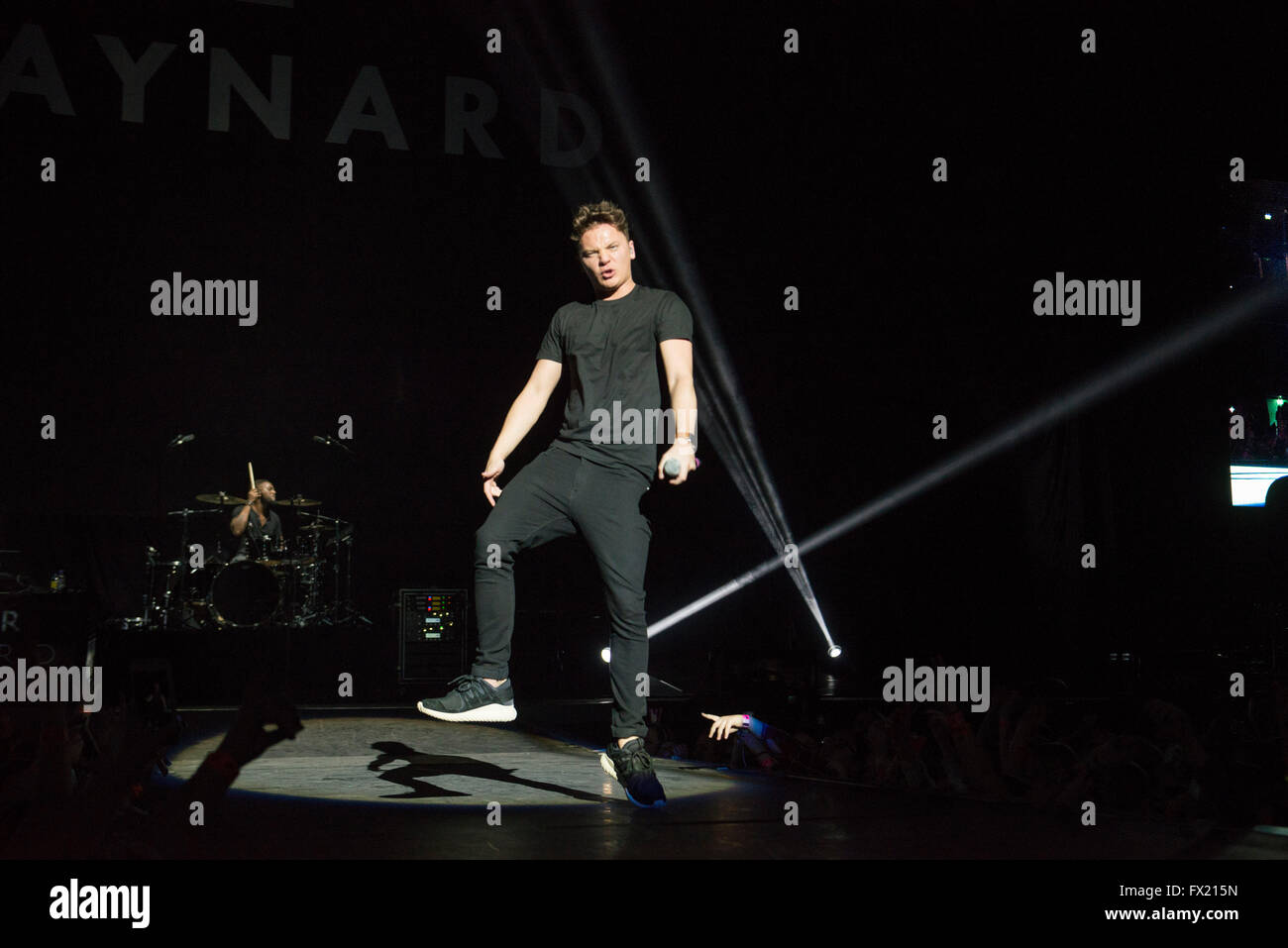 Conor Maynard führt auf der Bühne sehen, The Hydro auf 8. April 2016 in Glasgow, Schottland. Stockfoto