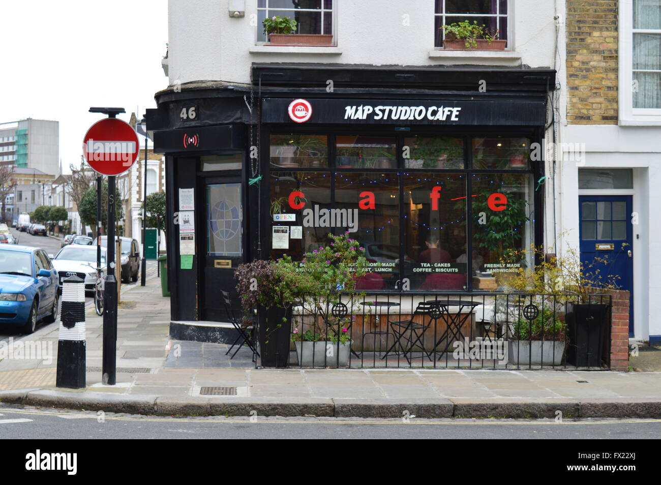 Stadtplan Studio Cafe, Grafton Road, Kentish Town, London UK Stockfoto