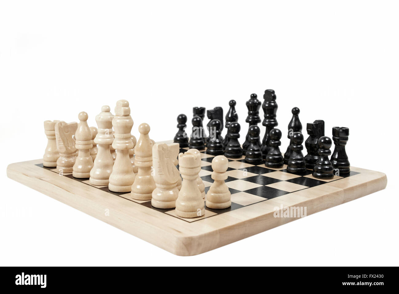 Schachspiel, isoliert auf weiss Stockfoto