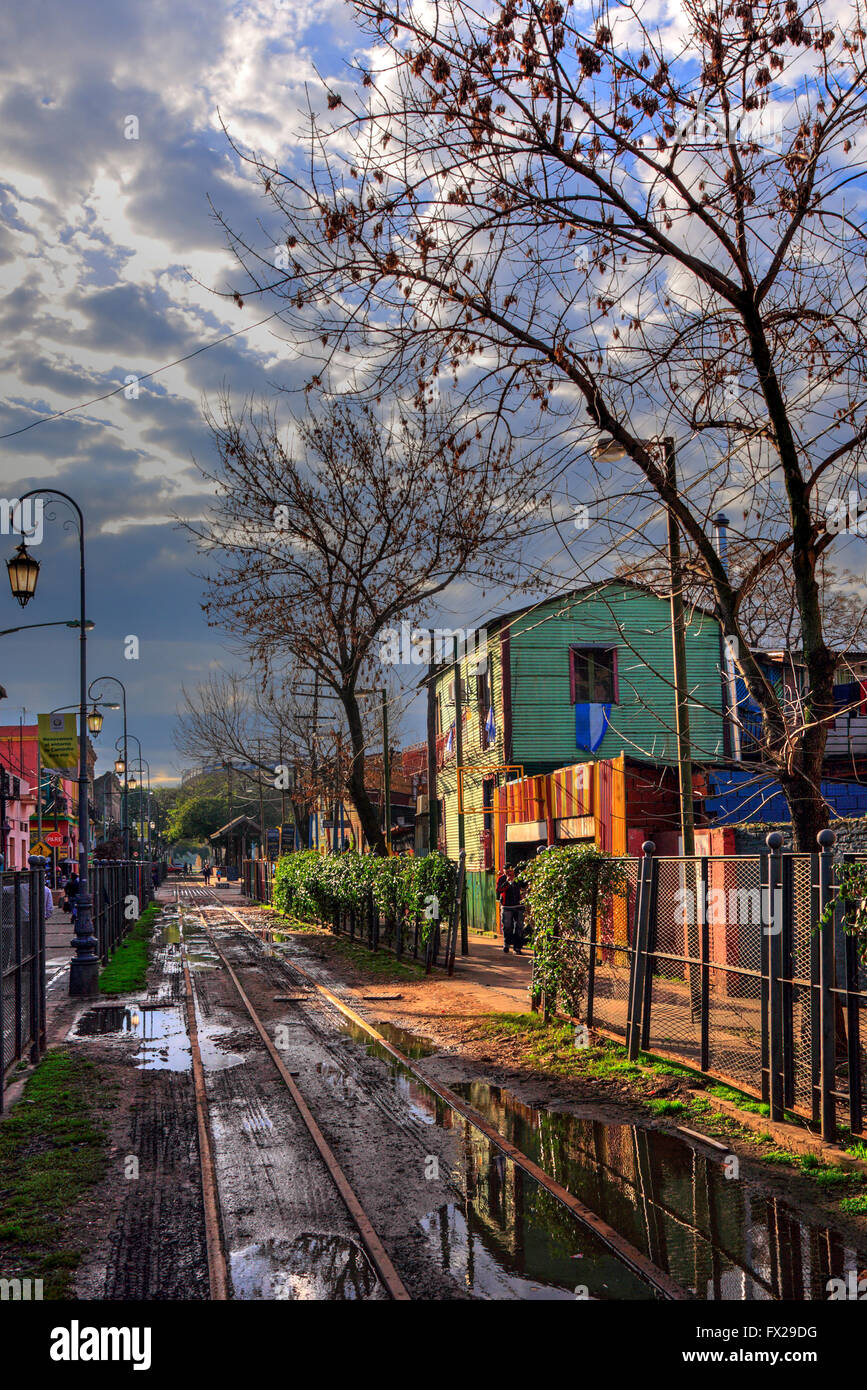 "Caminito Straße" seitliche Ansicht, "La Boca" Stadt Buenos Aires, Argentinien. Stockfoto