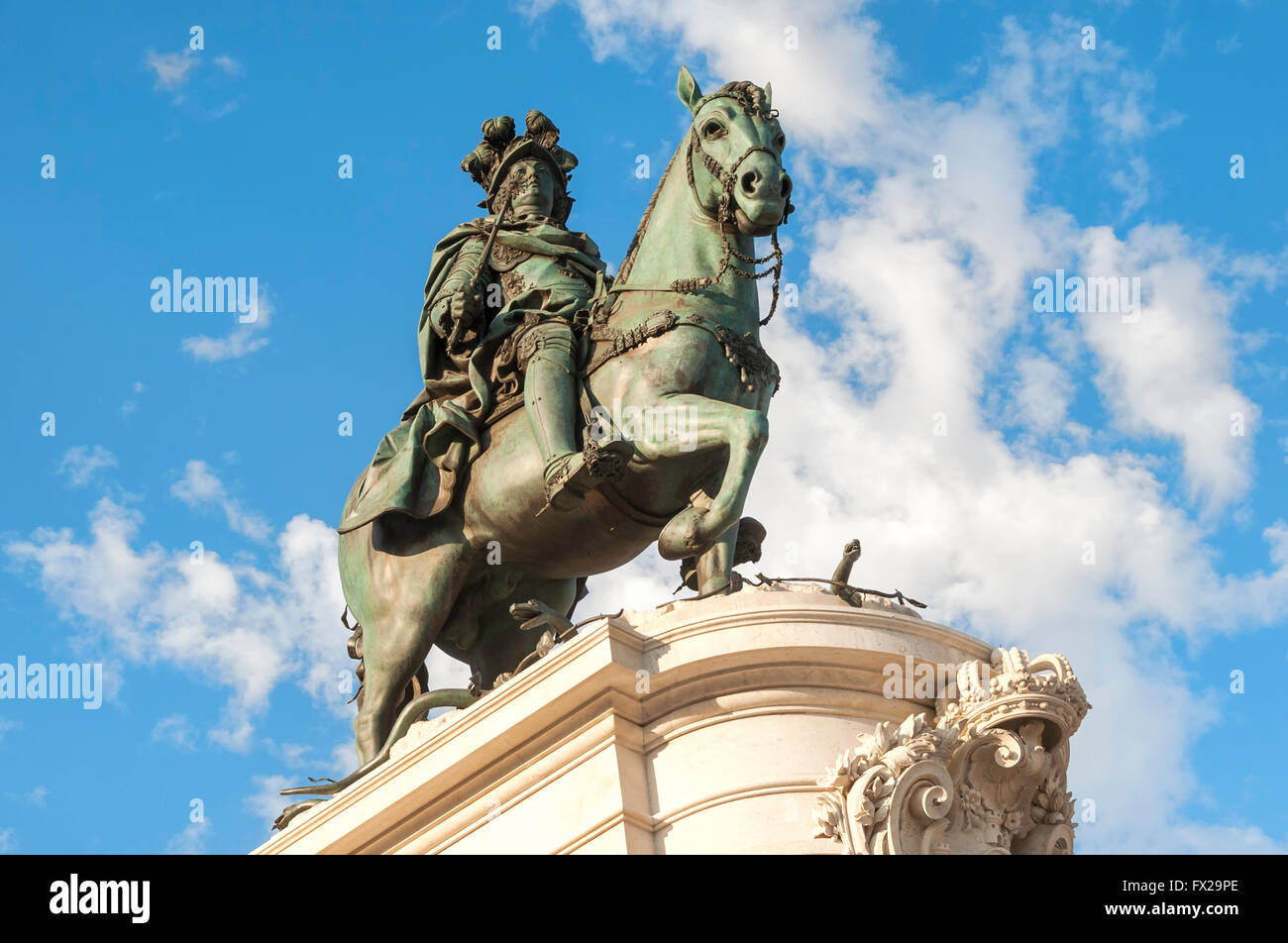 Praça do Comercio und König Jose ich Reiterstatue, Baixa, Lissabon, Portugal Stockfoto