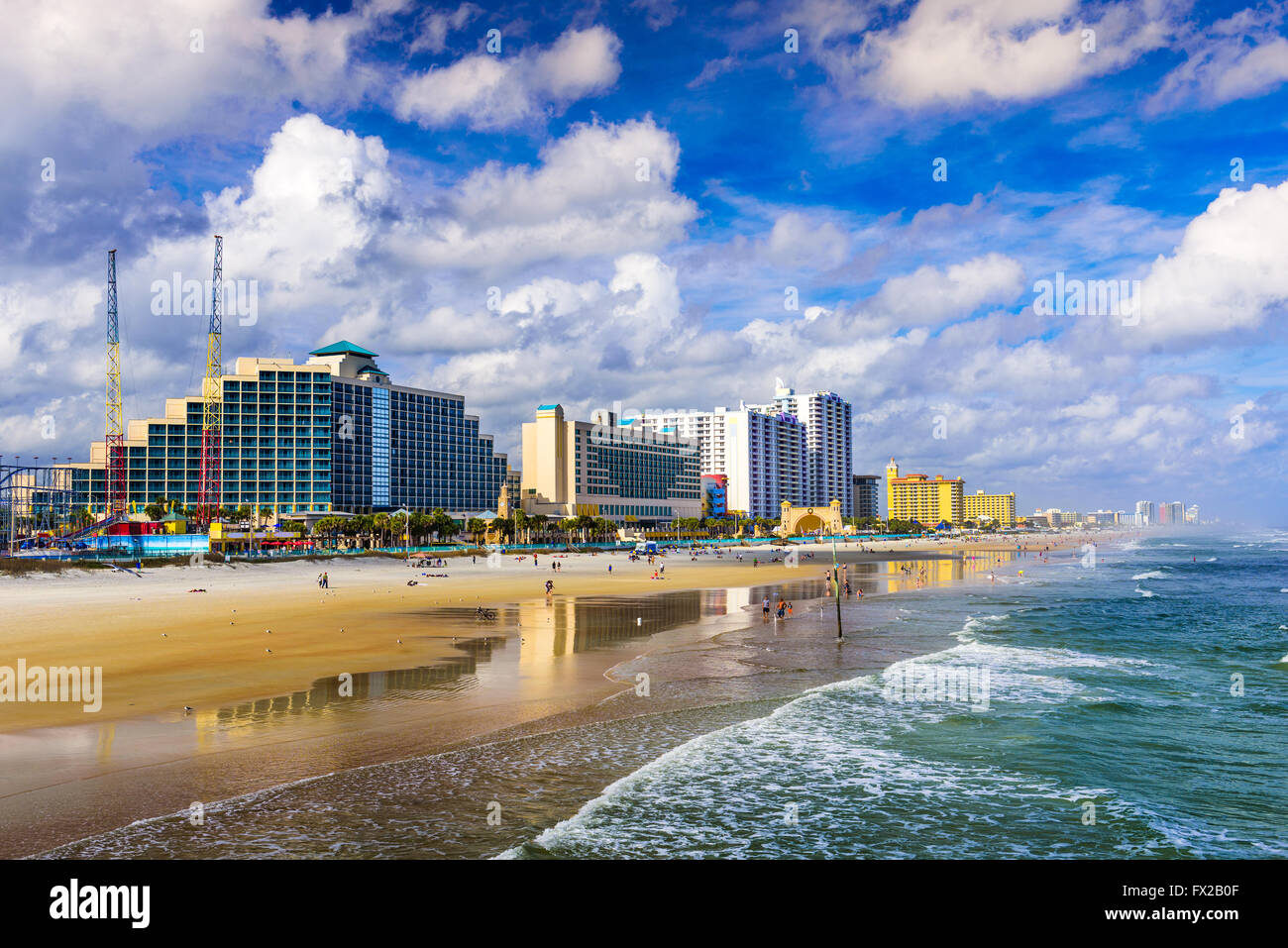 Daytona Beach, Florida, USA am Strand Skyline. Stockfoto