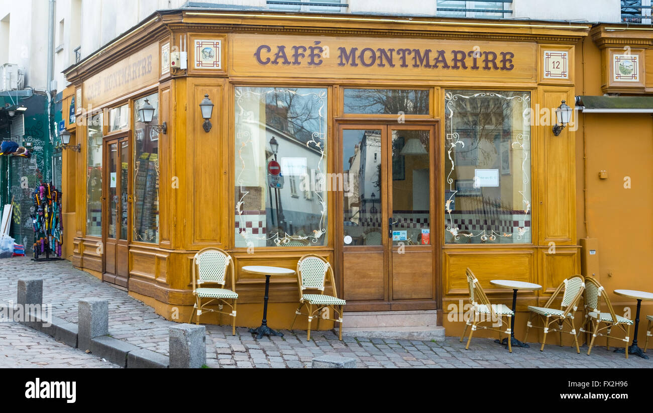 Cafe Montmartre Paris Frankreich Stockfoto