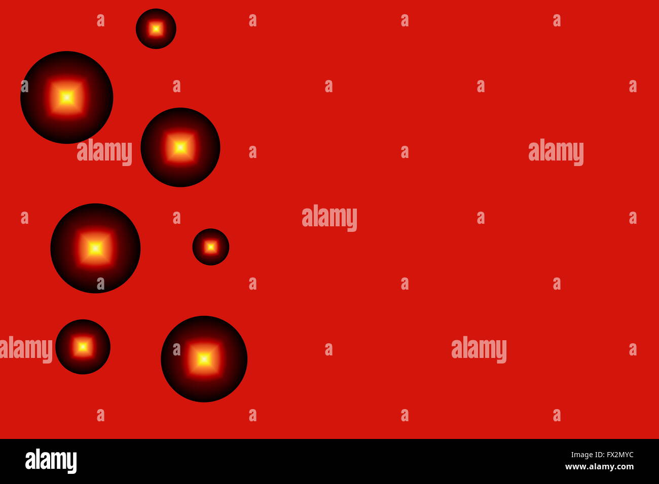 roter Hintergrund mit dunklen bubbles Stockfoto