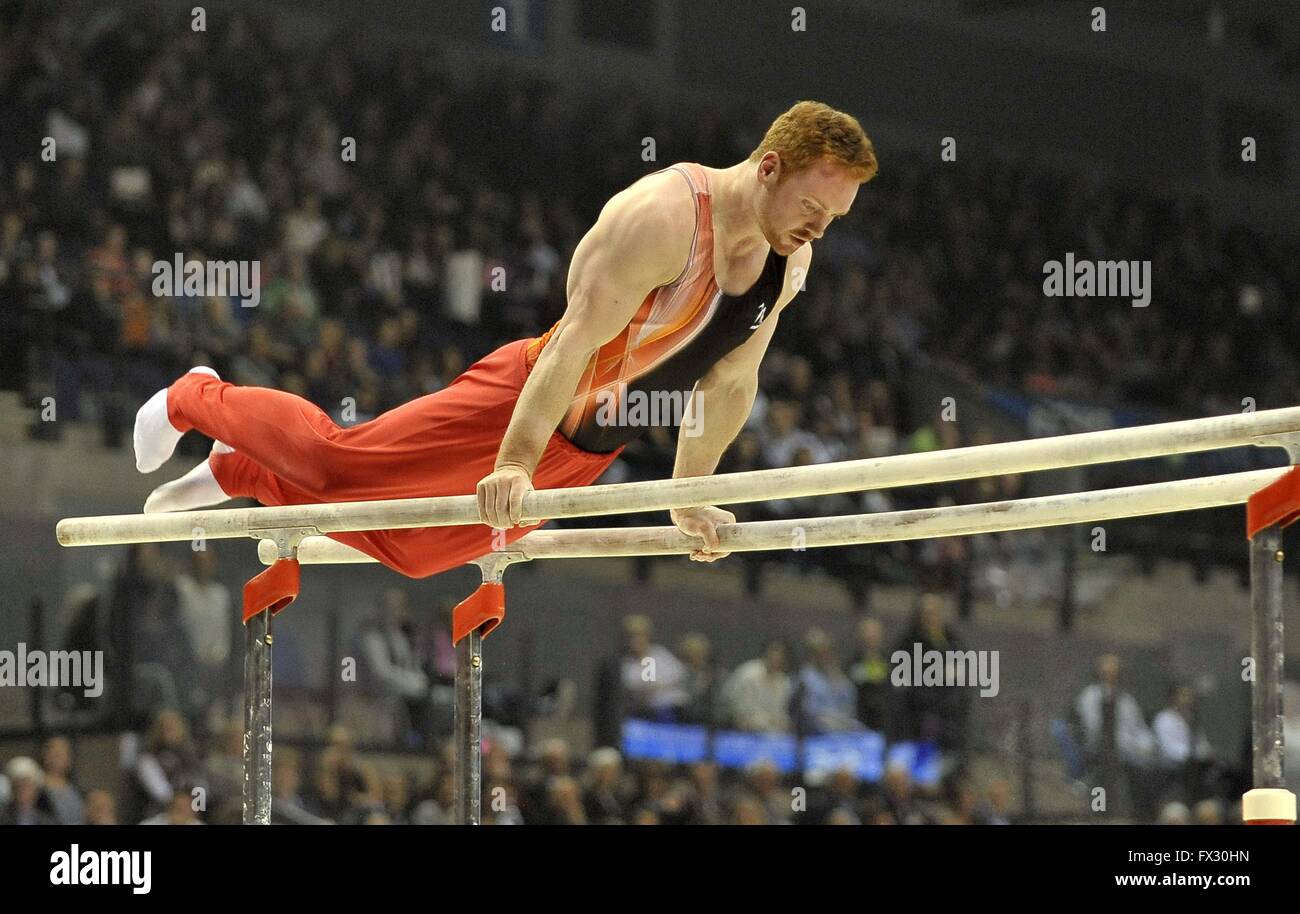 Liverpool, Vereinigtes Königreich. 9. April 2016. Daniel Purvis. Barren. Mens Kunstturnen. Britische Gymnastik-Meisterschaften 2016. Echo-Arena. Liverpool. VEREINIGTES KÖNIGREICH. 04.09.2016. Bildnachweis: Sport In Bilder/Alamy Live-Nachrichten Stockfoto