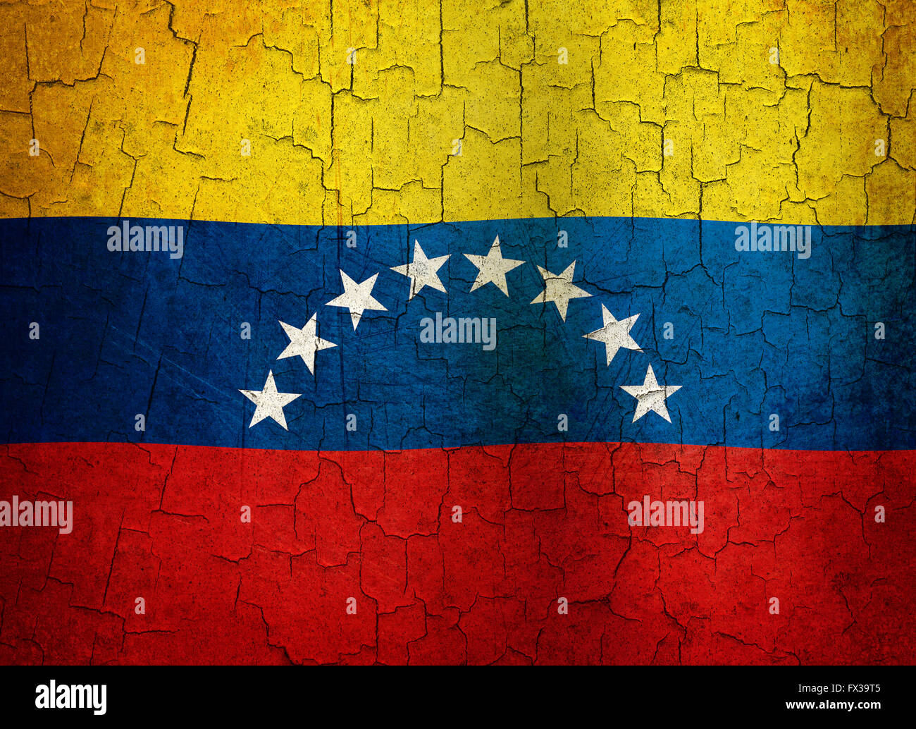 Venezuela-Flagge auf einem alten rissige Wand Stockfoto