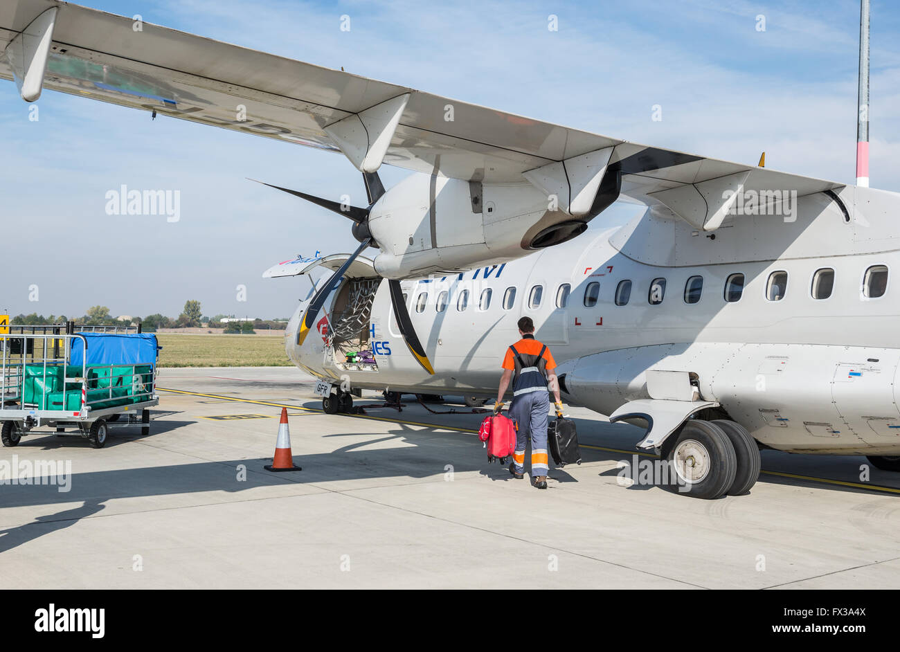 ATR 72-500 Czech Airlines (CSA) Flugzeug Flughafen Vaclav Havel in Prag, Tschechische Republik Stockfoto