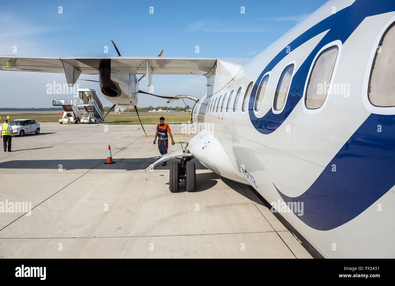 ATR 72-500 Czech Airlines (CSA) Flugzeug Flughafen Vaclav Havel in Prag, Tschechische Republik Stockfoto